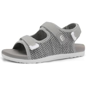 imageJOINFREE Womens Orthopedic Walking Hiking Sandals Adjustable Open Toe Sports Water Sandals with Plantar Fasciitis Arch Support Thick Athletic Cushion Outdoor Beach SandalsGrey
