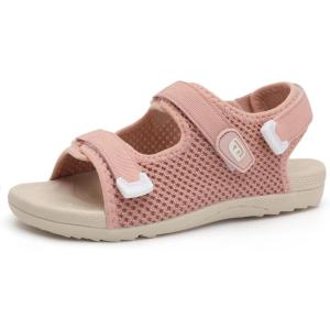 imageJOINFREE Womens Orthopedic Walking Hiking Sandals Adjustable Open Toe Sports Water Sandals with Plantar Fasciitis Arch Support Thick Athletic Cushion Outdoor Beach SandalsPink
