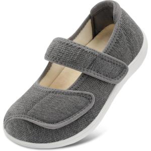 imageJOINFREE Womens Wide Diabetic Slippers Adjustable Comfort House Shoes Extra Wide Width Edema Swollen Arthritis Bedroom Slipper Indoor OutdoorDarkgrey