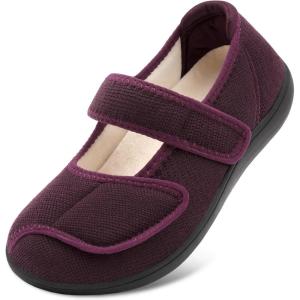 imageJOINFREE Womens Wide Diabetic Slippers Adjustable Comfort House Shoes Extra Wide Width Edema Swollen Arthritis Bedroom Slipper Indoor OutdoorDarkpurple