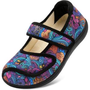 imageJOINFREE Womens Wide Diabetic Slippers Adjustable Comfort House Shoes Extra Wide Width Edema Swollen Arthritis Bedroom Slipper Indoor OutdoorMulti Sea