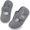 imageJOINFREE Toddler Shoes Boys Girls Walking Lightweight Wide Barefoot Slip On Sneakers Mary Jane School Shoe Breathable FlexibleGrey