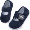 imageJOINFREE Toddler Shoes Boys Girls Walking Lightweight Wide Barefoot Slip On Sneakers Mary Jane School Shoe Breathable FlexibleNavyblue