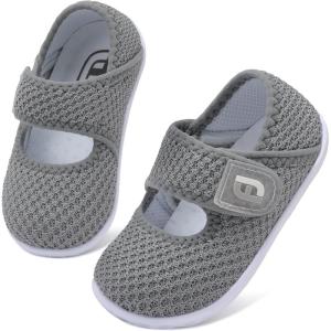 imageJOINFREE Toddler Shoes Boys Girls Walking Lightweight Wide Barefoot Slip On Sneakers Mary Jane School Shoe Breathable FlexibleGrey