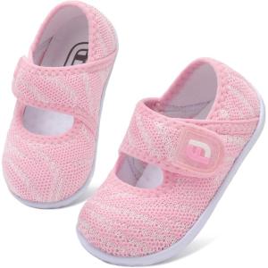 imageJOINFREE Toddler Shoes Boys Girls Walking Lightweight Wide Barefoot Slip On Sneakers Mary Jane School Shoe Breathable FlexiblePinkpattern