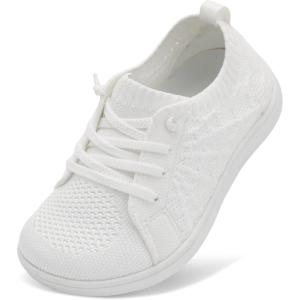 imageJOINFREE Toddler Shoes Girls Boys Wide Barefoot Shoes Minimalist Walking Sneakers Zero Drop Slip on Tennis Shoe Breathable Naturally FlexibleWhite