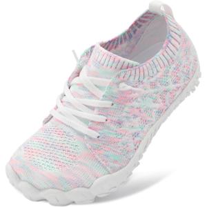 imageJOINFREE Kids Barefoot Shoes Boys Girls Wide Slip On Shoes Big Kids Breathable Hiking Sneakers Zero Drop Toddler Lightweight Walking Tennis Shoe Indoor OutdoorColorwhitepink