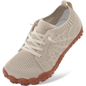 imageJOINFREE Kids Barefoot Shoes Boys Girls Wide Slip On Shoes Big Kids Breathable Hiking Sneakers Zero Drop Toddler Lightweight Walking Tennis Shoe Indoor OutdoorBeige