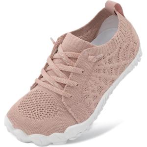 imageJOINFREE Kids Barefoot Shoes Boys Girls Wide Slip On Shoes Big Kids Breathable Hiking Sneakers Zero Drop Toddler Lightweight Walking Tennis Shoe Indoor OutdoorDarkpink