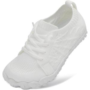 imageJOINFREE Kids Barefoot Shoes Boys Girls Wide Slip On Shoes Big Kids Breathable Hiking Sneakers Zero Drop Toddler Lightweight Walking Tennis Shoe Indoor OutdoorWhite