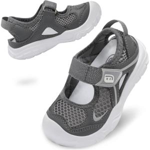 image:imageJOINFREE Toddler Sandals Girls Boys Wide Barefoot Water Sandals Lightweight Summer Water Shoes QuickDry NonSlip Aqua Athletic Sneakers for Beach Swim PoolDarkgrey