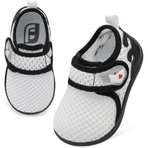 image:imageJOINFREE Baby Water Shoes Toddler Boys Girls Sandals Baby Lightweight Beach Swim Pool Shoes Kids Barefoot QuickDry Auqa Socks Infant First Walking ShoesWhiteBlack